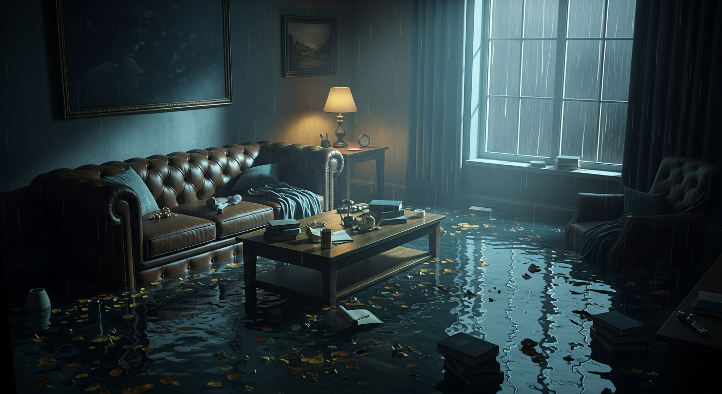Flooded living room